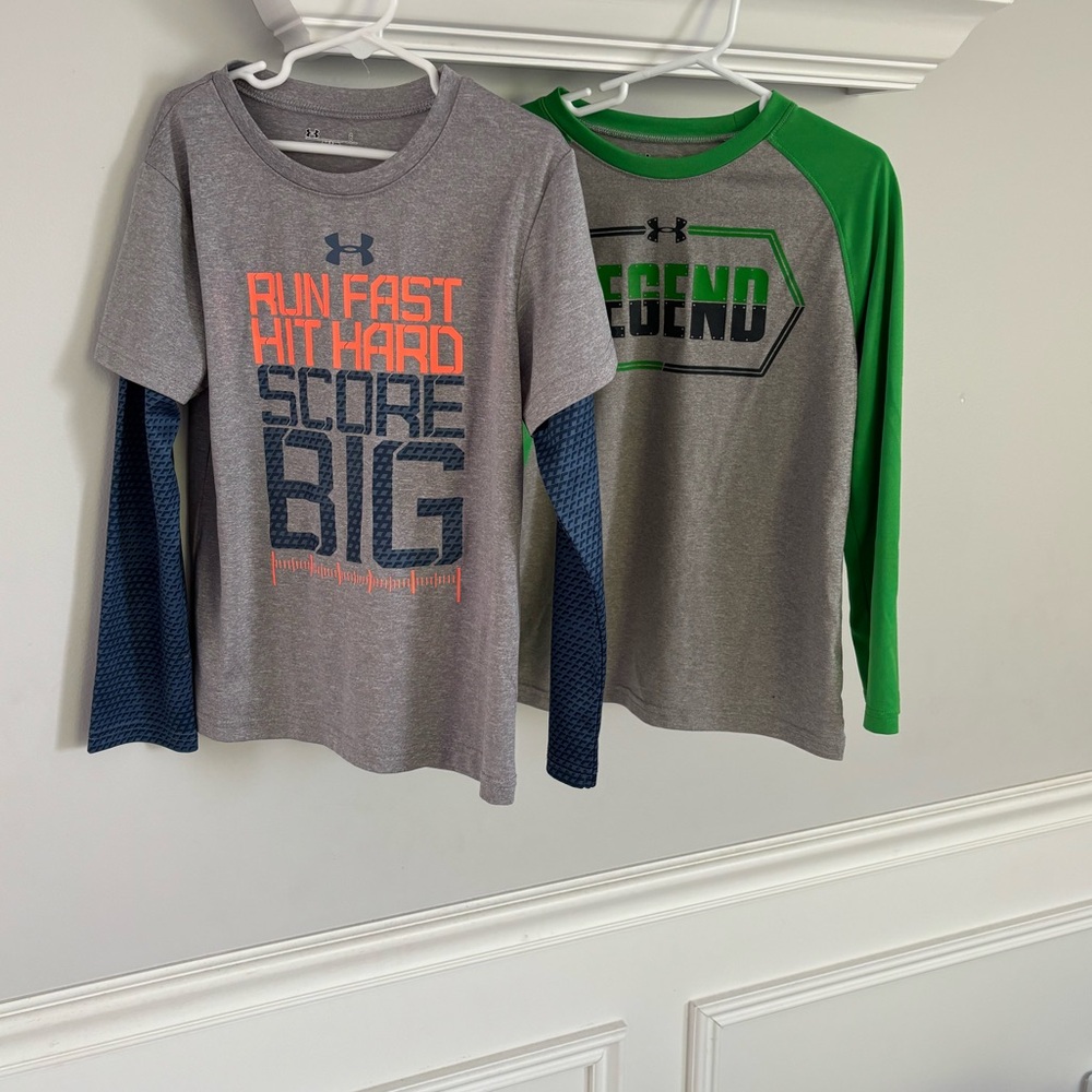 Lot of 2 Boys Under Armour Long Sleeve Shirts- Size 6